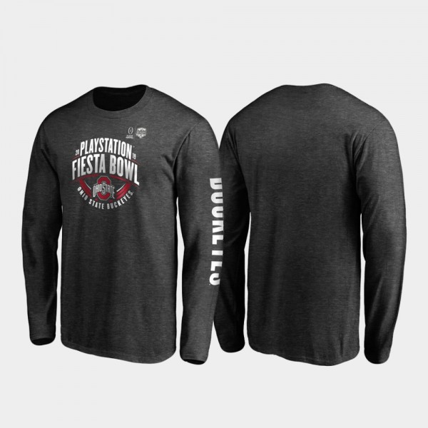 Ohio State Buckeyes Men's Neutral Stiff Arm 2019 Fiesta Bowl Bound Heather Charcoal Long Sleeve College Football T-Shirt 2404BJPX4